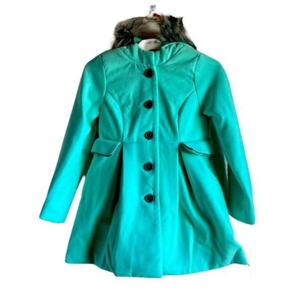Cat & Jack Other - GIRLS' Cat & Jack Faux Fur Lined Hooded Jacket‎ Mint Green S 6/6x
